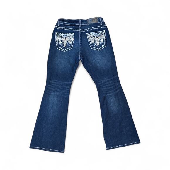 Sky Women’s Flare BOHO Embroidered Western Blue jeans size 9 / 10 - Picture 1 of 7